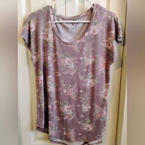 Relaxed Pink and White Floral Short Sleeve Tee